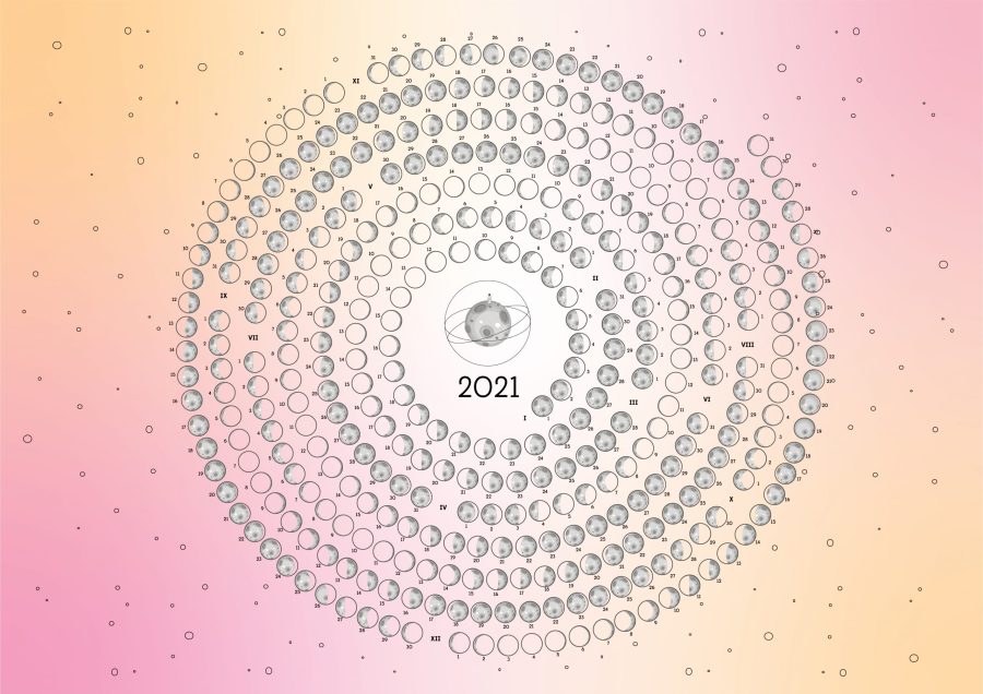 Calendario Lunar 2021 fondo Rosa